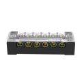 Terminal Block With Cover Connector TB-2506 600V 25A 6-Pole Double Row Screw Fixed Barrier Wire Crimp 6 Position Panel Mount.