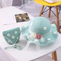 【The-Best】 2-8 Years Kids Sun Hat Girls Summer New Straw Bag Cap Set Baby Travel Sun Protection Beach Hats Sun Fisherman Hat for Child.