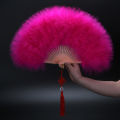 Upgraded full-fluff thickened feather fan, standard fan, cheongsam, catwalk, stage performance fan, dance fan, 50*30.