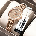 Swiss brand women's waterproof luminous dual calendar ultra-thin quartz watch live broadcast. 