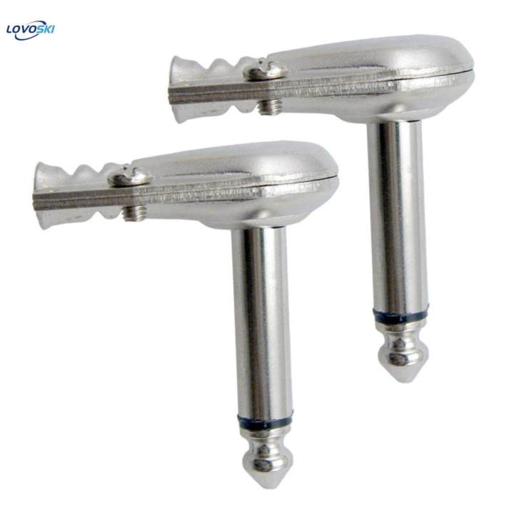 2x2 Pack Right Angle Male 6.35mm Mono Jack Plug Guitar Audio Cable Connector