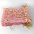 100 PCS 9X12cm Heart Printed Pink Organza Bags Jewelry Pouch Bags Organza Drawstring Pouches Wedding Favors Candy Gift Bags , heart pattern organza bags - Pink.