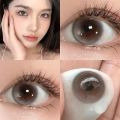 OVOLOOK-1Pair/2pcs Natural Lenses Bubble Series Beauty Pupils Color Contact Lenses for Eyes with Myopia Brown Gray Lens Yearly. 