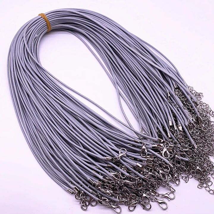 New%205pcs%202mm%20Leather%20Cord%20Wax%20Rope%20Chain%20Necklace%20Extender%20Chain%20Lobster%20Clasp%20DIY%20Jewelry%20Accessories%20-%20Image%205