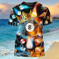 Summer Men's T-shirt Billiards No.8 Black Ball 3d Print High-quality Men's Top Holiday Casual Clothing Daily Street. 