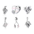 925 Sterling Silver Charms Beads Original Music Notes Piano Headphone Charm Fit Pandora Bracelet Necklace Diy Jewelry For Women.