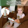 Baby Nail Trimmer Electric Safe Baby Nail Clippers Baby Nail File Kit, Trim Polish Grooming kit for Newborn Toddler or Adults Toes Fingernails, 6 Grinding Heads and LED Light, Meadow.