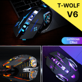 Gaming Mouse With Lighting TWolf V6 illuminated Wired Mouse For Gaming PC Laptop Computer Desktop Black RGB Mouse For Gamers 6 Button Mouse With DPI.