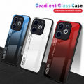 Quiberk for Infinix Smart 8 / Hot 40i Tempered Glass Hard Case Gradient Color Back + Soft Frame Shockproof Phone Cover.