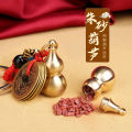 Brass hollow gourd keychain, cinnabar bottle on the lid copper gourd five emperor money key pendant factory direct supply.