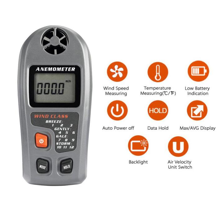 MT-20 Portable Digital Anemometer Measuring Range 0~30m/s Wire less ...