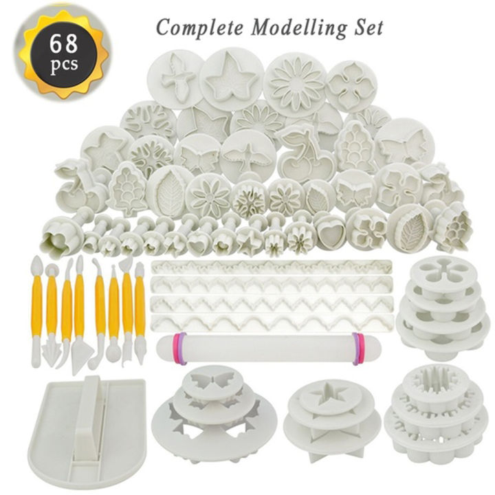 KOGEEK 68pcs Cake Mold Set Plunger Fondant Cutter Cakes Biscute Cooking Molds for Cake Biscutes Decorating Tools Kit