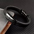 braided Wristband Leather Bracelets Weave magnetic clasps hand chain For Men Gift Accessories. 