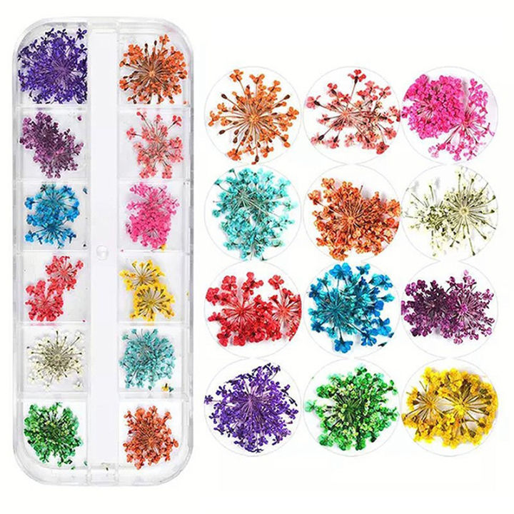 Flower Nail Art Decoration Real Mini Dried Blossom Natural Floral Stickers Nail Charms DIY Manicure Nails Accessories Home Salon MIO Super Store