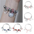 Sanrio Hello Kitty Bracelet Fashion Trendy Girl Y2K Bangles KT Cat Crystal Beads Hand Chains For Women Wedding Jewerly.