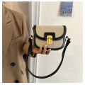 2024 New Korea ins niche contrast one-shoulder crossbody saddle bag Trendy retro versatile underarm bag for girls.