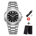 【NShisasN】2023 Originate Luxury Watch Business Waterproof Male Clock Luminous Date Stainless Steel Square Quartz Men Watch reloj hombre. 
