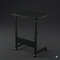 Portable Laptop Table with Wheels Adjustable Height | Study Table for Bed Sofa | Wooden Top Side Desk. 