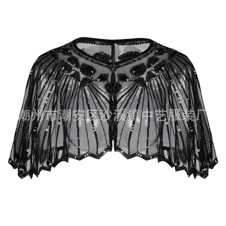 1920Banquet%20Evening%20Dress%20Women's%20Vintage%20Sequined%20Hollow%20Cape%20Stage%20European%20and%20American%20Dress%20Shawl%20Outer%20Match%20-%20Image%208