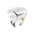 Creative Tooth-Shaped Clock Innovative Modern Ornamental Dental Wall Clock 3D Acrylic Material Mirror Wall Clock for Dental Office Decor Home Decoration Gift Clinic Accessory Unique Timepiece.