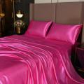 Luxury Silk Microfiber Rose Sheet Set two pcs pillow cover and one Flat sheet Fitted Sheet Bedding Set. 