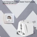TE 3 pin Chinese Power Plug Adapter Travel Converter Australia UK USA EU White. 