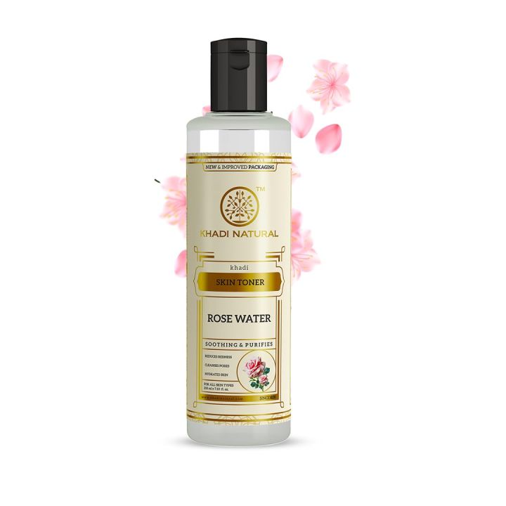 Khadi Natural Rose Water Herbal Skin Toner, 210ml|Keeps skin scented and moisturized|Maintain skin's pH balance| Prevents acne|Suitable for All Skin Types