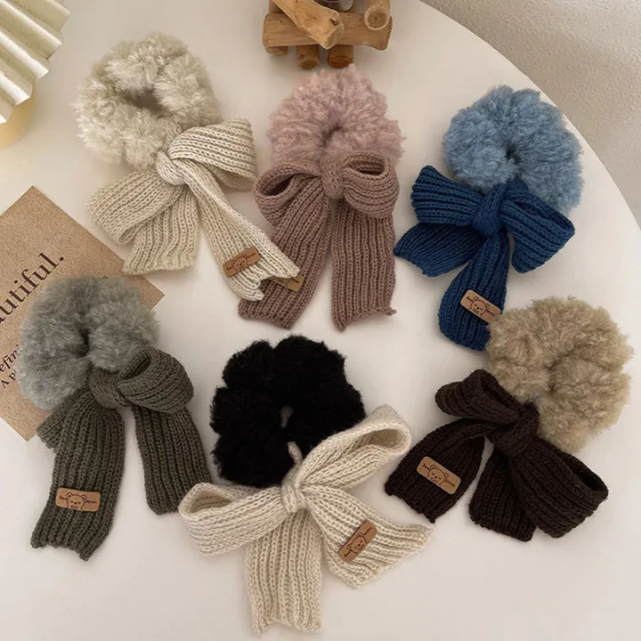 New%20Scrunchie%20Women%20Warm%20Hair%20Scrunchies%20Winter%20Knit%20Hair%20Ties%20Bow%20Hair%20Bands%20Plush%20Elastic%20Band%20Hair%20Accessories%20Huiye%20-%20Image%202