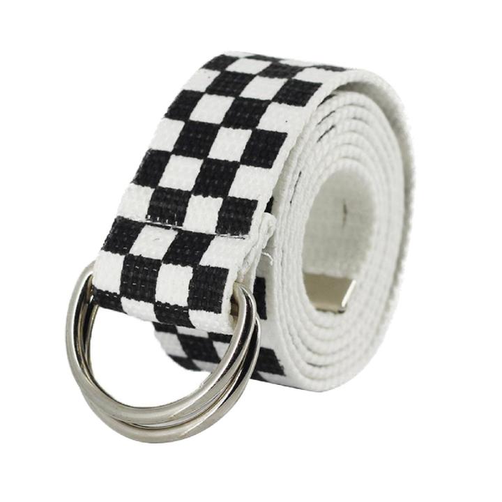 Cloth Belt Colorful Stripe Design Metal Double Ring Buckle