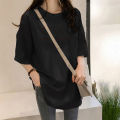 Lazy Solid Color T T-shirt Women's Summer Loose Mid-Length European Goods Large Green, Half-Sleeve T-shirt Bottom Disappear Clothes. 