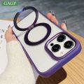 Fold Metal Stand Acrylic Magnetic Phone Case for iPhone 15 Pro 15 14 ProMax 13 Pro Max Magsafe Wireless Charge Clear Hard Cover. 