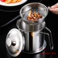 Stainless Steel Oil Strainer Pot Container Jug Storage with filter Cooking Oil Pot. 