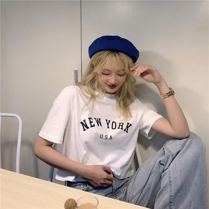IELGY%20women's%20letter%20print%20short%20bottoming%20slim%20T-shirt%20-%20Image%203