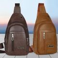 Luxury Soft Leather Men's Chest Bag Business Male Shoulder Crossbody Bag Multifunctional Sling Bag Man Mobile Phone Bag. 