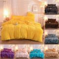 pengwei 4pcs/set Colorful Fluffy Bedding Set Long Plush Quilt Cover Bed Sheet Pillowcase Set. 