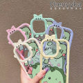 Chenyyka For Xiaomi Redmi 9A Redmi 9I Case Cartoon Cute Green Dinosaur Shockproof Clear Phone Cases Little Monster Camera Lens Protective Cover Silicone Transparent Soft Case. 