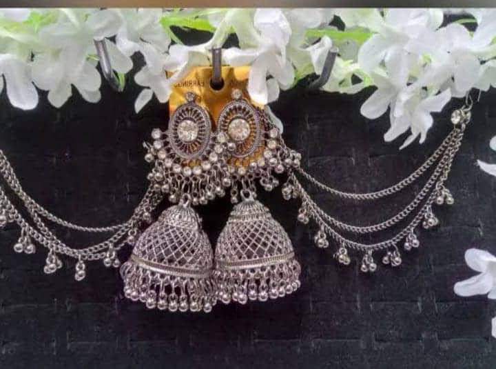 Beautiful%20Metal%20Earring%20With%20Stone%20/%20Jhumka%20Kaner%20Dul%20For%20Women%20-%20Image%203