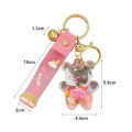 Creative New Liquid Oil Chubby Bear Quicksand Keychains Keyring Girl Bag Pendant. 