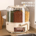 New Rice Bucket Household Rotatable Sealed Insect-Proof Moisture-Proof Multi-Functional Multi-Grid Rice Noodle Storage Box Rice Container.