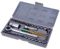 40 Pcs Combination Socket Wrench Set With Box - Silver. 