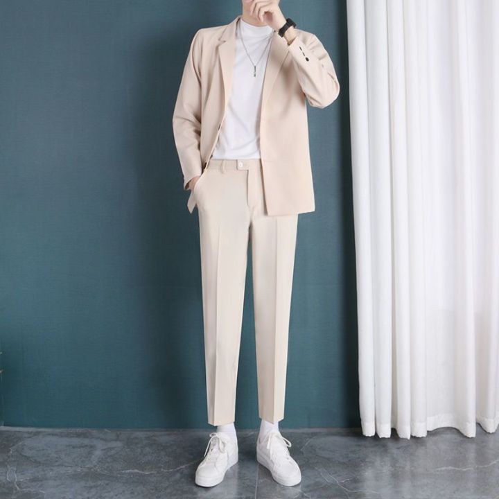 Light%20Gray%20Suit%20Suit%20Men's%20Spring%20and%20Autumn%20Trendy%20Loose%20Ruan%20Handsome%20Small%20Suit%20Jacket%20Suit%20Pants%20Three-Piece%20Suit%20-%20Image%205