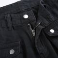 Gothic Cargo Pants Women Streetwear Punk Style Print Low Waist Jeans Black Denim Trousers Buckle Pockets Aesthetic Pantalones. 