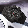 SANDA 6198 Fashionable Cool Night Light Dual Screen Multi functional Outdoor Sports Waterproof Men's Electronic Watch. 