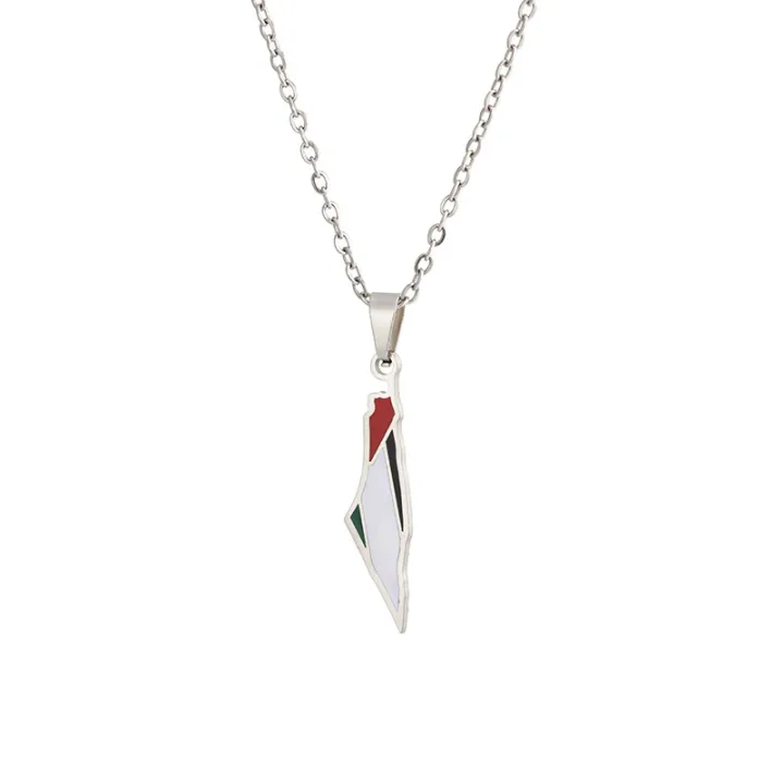 Wholesaler%20Palestine%20map%20flag%20pendant%20chain%20necklaces%20mens%20Palestine%20necklace%20-%20Image%202