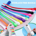 LSGS 12pcs Silicone Shoelaces Round Elastic Shoe Laces Safty No Tie Shoelace For Men Women Children All Sneakers Fit Strap Shoe Laces.