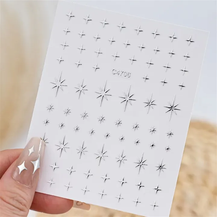 5pcs%203D%20Ranbom%20Mix%20Shape%20Silver%20Nail%20Nail%20Art%20Decoration%20Stickers%20Luxury%20Kawaii%20Star%20Series%20Sliders%20Decals%20Nail%20Accessories%20DIY%20-%20Image%204