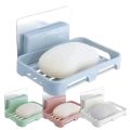 Creative Wall-mounted Soap Holder Box Drain Soap Dish Plastic Home Daily Self Adhesive Punch-free Bathroom Shelf Soap Box Bathroom Supplies.