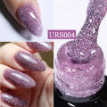 UR SUGAR 7ml Rose Gold Reflective Glitter Rubber Base Gel Nail Polish Sparkling Glowing Semi Permanent Nail Art UV Gel.