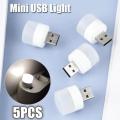 5 PCS Mini USB Led light  Portable  white color Suitable for powerbank, laptop, Chargiing adaptar and any other usb port. 