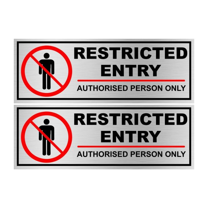 2 Pcs Restricted Entry Authorised Person Only Sign For Factory Sticker 8x3 Inch